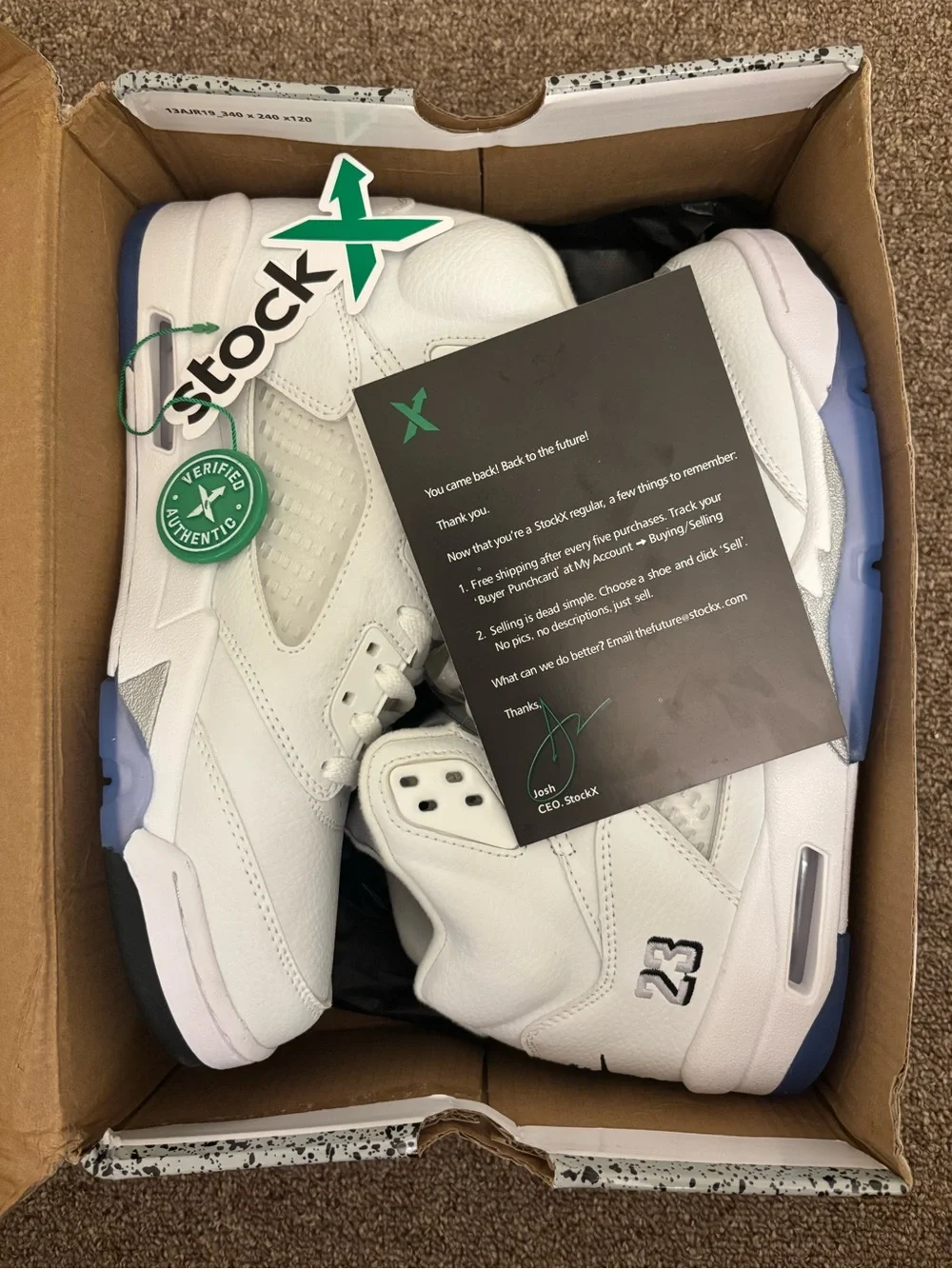 Air jordan 5 white metallic brand new  with box